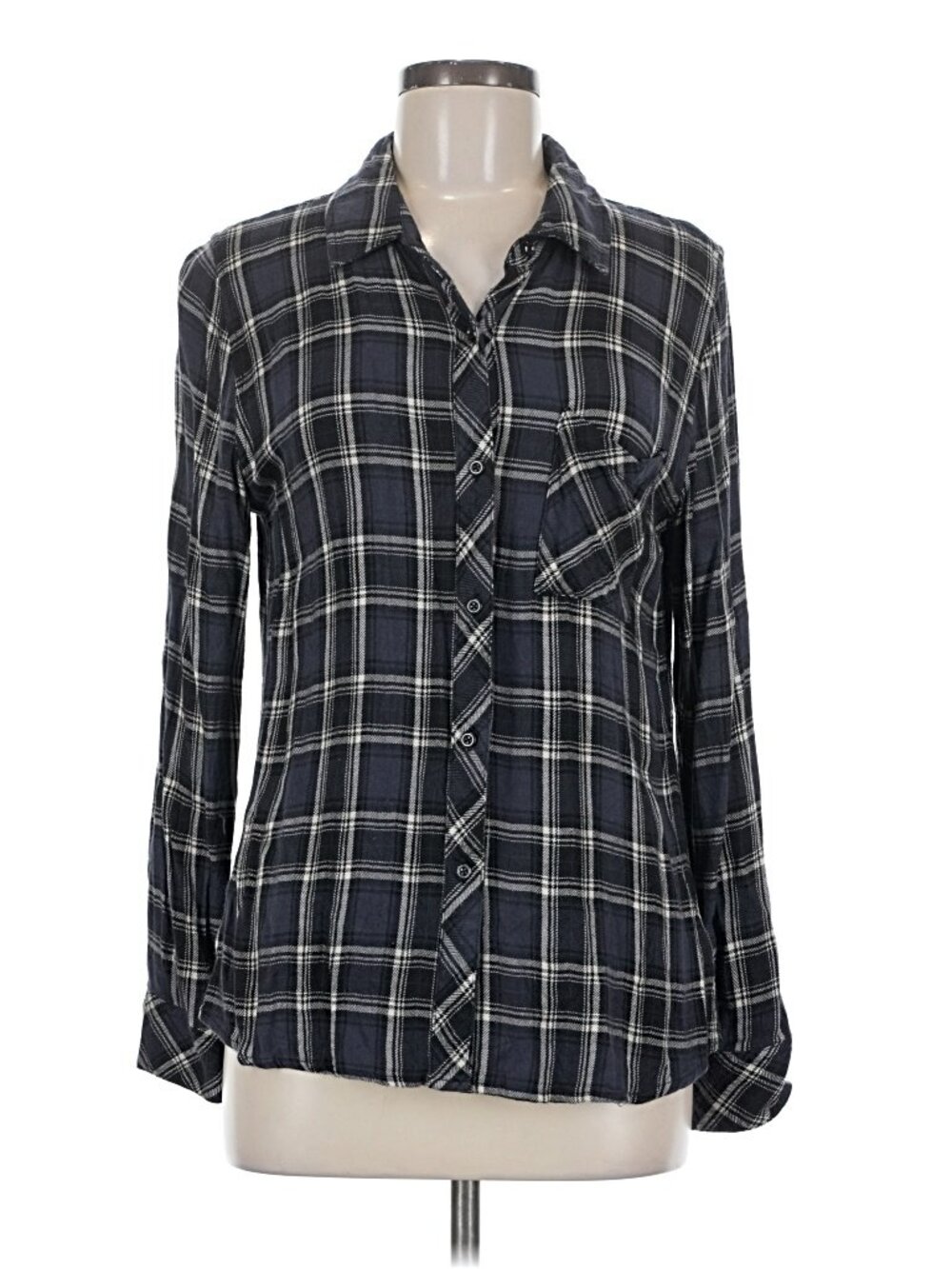Rails Green Black White Plaid Long Sleeve Button Down Blouse Size M - Picture 3 of 7